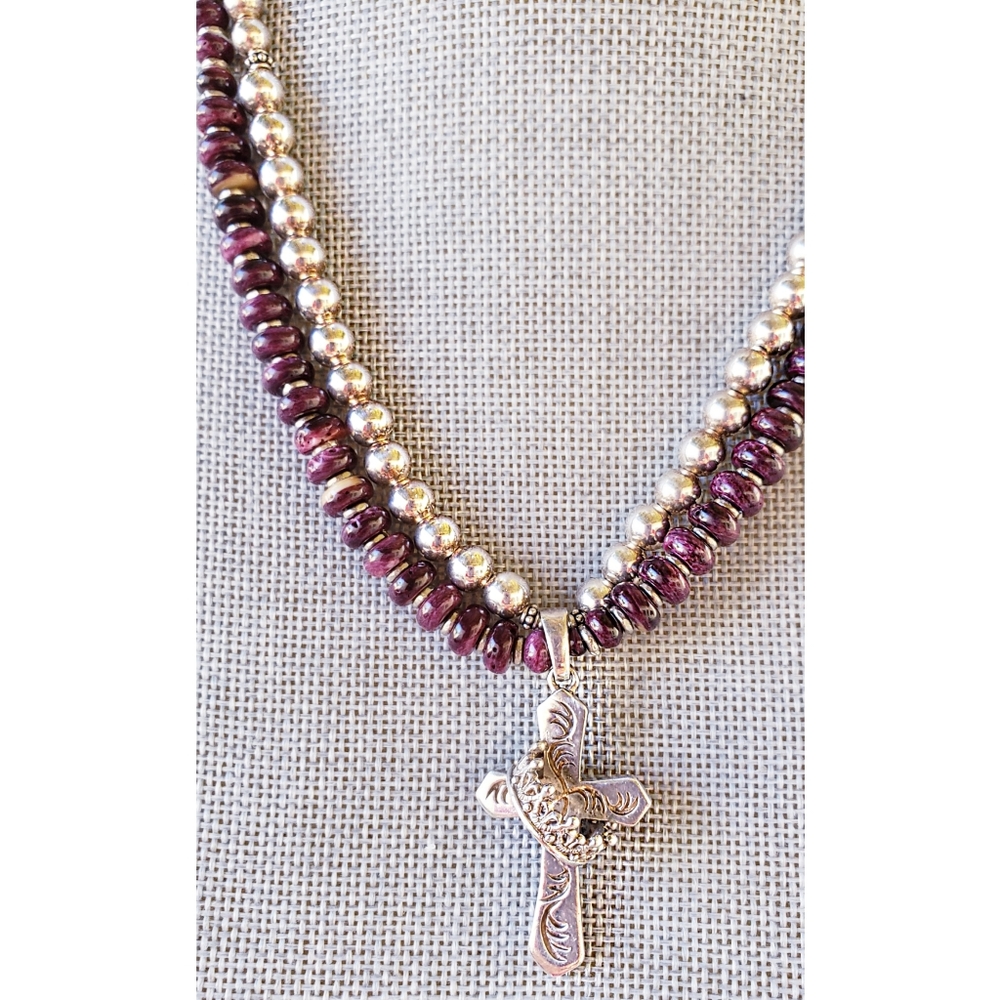 SOLD RARE Purple Spiny Oyster Sterling Silver Necklace - Picture 1 of 7